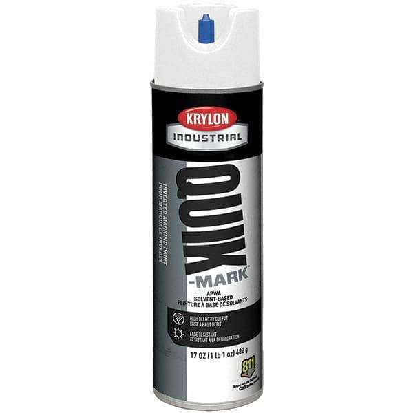 Krylon - 20 fl oz White Marking Paint - 50 to 60 Sq Ft Coverage, Solvent-Based Formula - Exact Tool & Supply