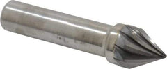 Made in USA - 1/2" Shank Diam, 9 Flute 60° Solid Carbide Countersink - Bright Finish, 2-1/2" OAL, Right Hand Cut - Exact Tool & Supply