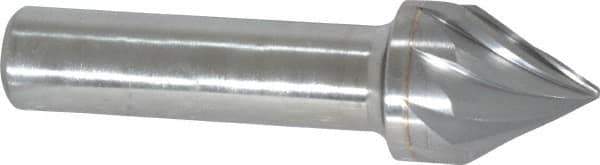Made in USA - 1/2" Shank Diam, 9 Flute 60° Solid Carbide Countersink - Bright Finish, 2-1/2" OAL, Right Hand Cut - Exact Tool & Supply