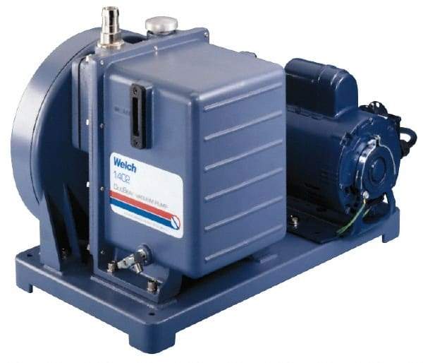 Welch Vacuum - 1/3 hp Rotary Vane Vaccum Pump - 115 Volts, 0.9 CFM, 18" Long x 9" Wide x 13" High - Exact Tool & Supply