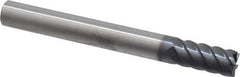 SGS - 1/2", 1-3/32" LOC, 1/2" Shank Diam, 4-1/2" OAL, 6 Flute, Solid Carbide Square End Mill - Single End, AlTiN Finish, Spiral Flute, 45° Helix, Centercutting, Right Hand Cut, Right Hand Flute, Series 57 - Exact Tool & Supply