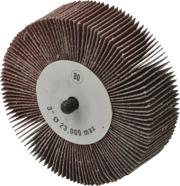 CGW Abrasives - 3" Diam x 1" Face Width, Medium Aluminum Oxide Coated Mounted Flap Wheel - Exact Tool & Supply