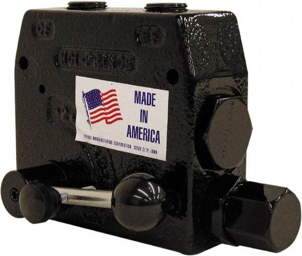 Prince - 30 GPM 1/2 Inlet Cast Iron Hydraulic Control Valve - 4-1/8" High x 4-5/8" Wide x 3-11/32" Long - Exact Tool & Supply