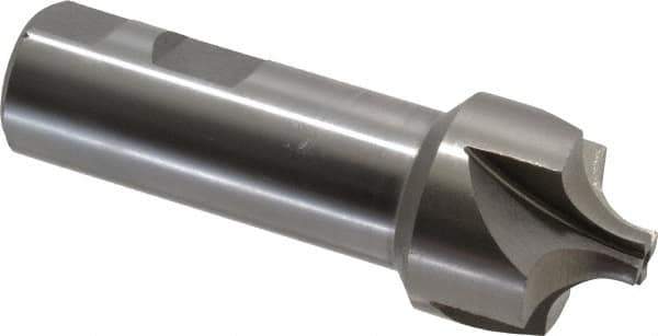 Interstate - 7/16" Radius, 1-3/8" Mill Diam, 4 Flute High Speed Steel Corner Rounding End Mill - Single End, Uncoated, 4" OAL, 1" Shank Diam - Exact Tool & Supply