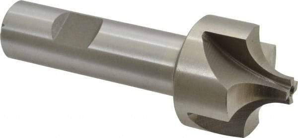 Interstate - 7/16" Radius, 1-3/8" Mill Diam, 4 Flute High Speed Steel Corner Rounding End Mill - Single End, Uncoated, 3-3/4" OAL, 3/4" Shank Diam - Exact Tool & Supply