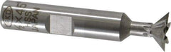 Interstate - 1/2" Diam x 1/4" Width of Cut, 45° Included Angle, High Speed Steel Dovetail Cutter - 3/8" Shank Diam, 1-7/8" Shank Length, 2-1/8" Overall Length - Exact Tool & Supply