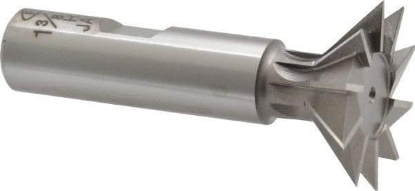 Interstate - 1-3/8" Diam x 9/16" Width of Cut, 45° Included Angle, High Speed Steel Dovetail Cutter - 5/8" Shank Diam, 2-5/16" Shank Length, 2-7/8" Overall Length - Exact Tool & Supply