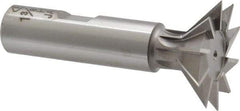 Interstate - 1-3/8" Diam x 9/16" Width of Cut, 45° Included Angle, High Speed Steel Dovetail Cutter - 5/8" Shank Diam, 2-5/16" Shank Length, 2-7/8" Overall Length - Exact Tool & Supply