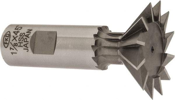 Interstate - 1-7/8" Diam x 13/16" Width of Cut, 45° Included Angle, High Speed Steel Dovetail Cutter - 7/8" Shank Diam, 2-7/16" Shank Length, 3-1/4" Overall Length - Exact Tool & Supply