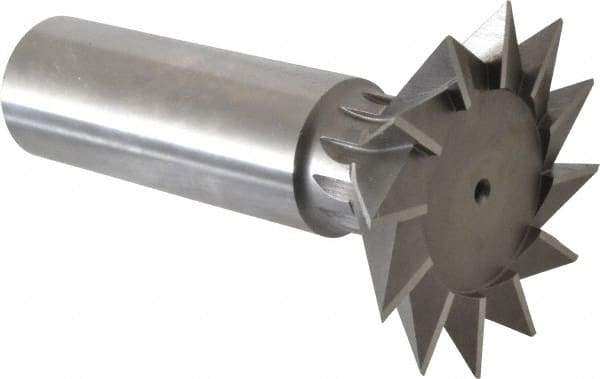 Interstate - 2-1/4" Diam x 1-1/16" Width of Cut, 45° Included Angle, High Speed Steel Dovetail Cutter - 1" Shank Diam, 2-11/16" Shank Length, 3-3/4" Overall Length - Exact Tool & Supply