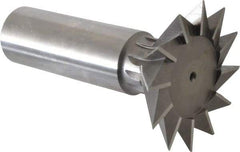 Interstate - 2-1/4" Diam x 1-1/16" Width of Cut, 45° Included Angle, High Speed Steel Dovetail Cutter - 1" Shank Diam, 2-11/16" Shank Length, 3-3/4" Overall Length - Exact Tool & Supply