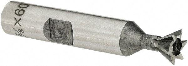 Keo - 1-7/8" Diam x 13/16" Width of Cut, 60° Included Angle, High Speed Steel Dovetail Cutter - 7/8" Shank Diam, 3-1/4" Overall Length, Weldon Flat, Uncoated - Exact Tool & Supply