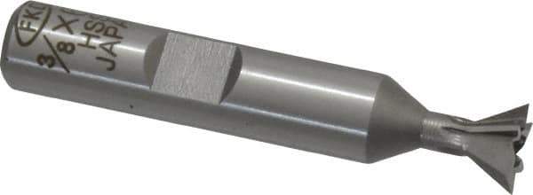 Interstate - 3/8" Diam x 3/16" Width of Cut, 60° Included Angle, High Speed Steel Dovetail Cutter - 3/8" Shank Diam, 2-1/8" Overall Length, Uncoated - Exact Tool & Supply
