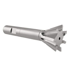Interstate - 3/4" Diam x 5/16" Width of Cut, 60° Included Angle, High Speed Steel Dovetail Cutter - 3/8" Shank Diam, 2-1/8" Overall Length, Uncoated - Exact Tool & Supply