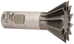 Interstate - 2-1/4" Diam x 1-1/16" Width of Cut, 60° Included Angle, High Speed Steel Dovetail Cutter - 1" Shank Diam, 3-3/4" Overall Length, Uncoated - Exact Tool & Supply