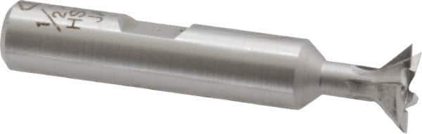 Interstate - 1/2" Diam x 1/4" Width of Cut, 45° Included Angle, Cobalt Dovetail Cutter - 3/8" Shank Diam, 1-7/8" Shank Length, 2-1/8" Overall Length - Exact Tool & Supply
