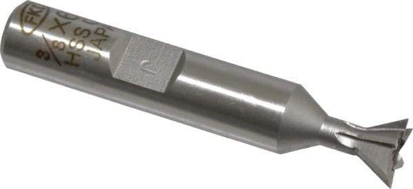 Interstate - 3/8" Diam x 3/16" Width of Cut, 60° Included Angle, Cobalt Dovetail Cutter - 3/8" Shank Diam, 2-1/8" Overall Length, Uncoated - Exact Tool & Supply