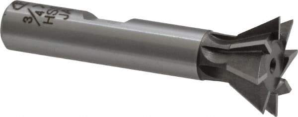 Interstate - 3/4" Diam x 5/16" Width of Cut, 60° Included Angle, Cobalt Dovetail Cutter - 3/8" Shank Diam, 2-1/8" Overall Length, Uncoated - Exact Tool & Supply