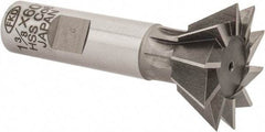 Interstate - 1-3/8" Diam x 9/16" Width of Cut, 60° Included Angle, Cobalt Dovetail Cutter - 5/8" Shank Diam, 2-7/8" Overall Length, Uncoated - Exact Tool & Supply