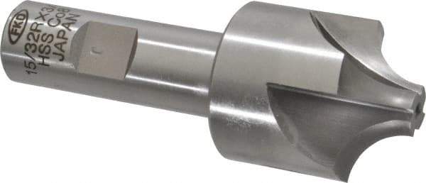 Interstate - 15/32" Radius, 1-3/8" Mill Diam, 4 Flute Cobalt Corner Rounding End Mill - Single End, Uncoated, 3-3/4" OAL, 3/4" Shank Diam - Exact Tool & Supply