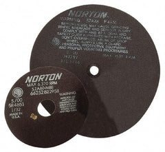 Norton - 12" 60 Grit Aluminum Oxide Cutoff Wheel - 1/16" Thick, 3" Arbor, 4,585 Max RPM - Exact Tool & Supply