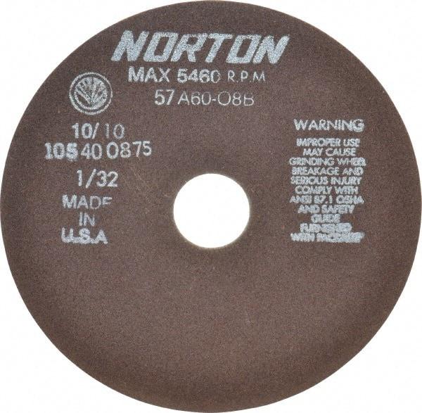Norton - 7" 60 Grit Aluminum Oxide Cutoff Wheel - 1/32" Thick, 1-1/4" Arbor, 5,460 Max RPM, Use with Stationary Tools - Exact Tool & Supply