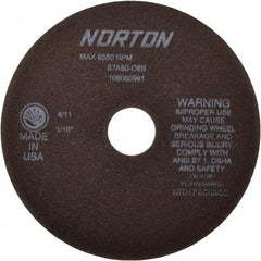 Norton - 7" 60 Grit Aluminum Oxide Cutoff Wheel - 1/16" Thick, 1-1/4" Arbor, 6,550 Max RPM, Use with Stationary Tools - Exact Tool & Supply