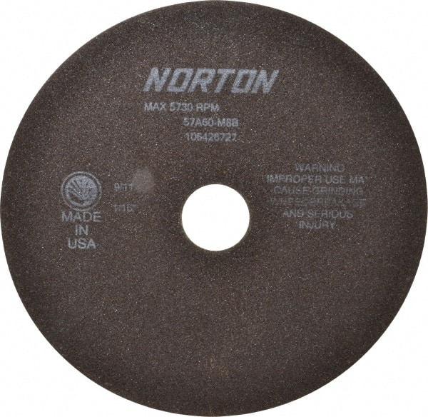 Norton - 8" 60 Grit Aluminum Oxide Cutoff Wheel - 1/16" Thick, 1-1/4" Arbor, 5,730 Max RPM, Use with Stationary Tools - Exact Tool & Supply