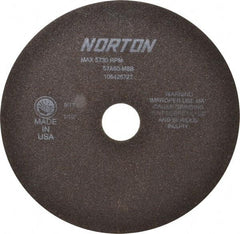 Norton - 8" 60 Grit Aluminum Oxide Cutoff Wheel - 1/16" Thick, 1-1/4" Arbor, 5,730 Max RPM, Use with Stationary Tools - Exact Tool & Supply