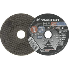 WALTER Surface Technologies - 4" 24 Grit Aluminum Oxide Cutoff Wheel - 1/16" Thick, 5/8" Arbor, 19,100 Max RPM, Use with Die Grinders - Exact Tool & Supply