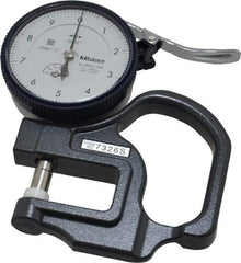 Mitutoyo - 0 to 0.05 Inch Measurement, 0.00005 Inch Graduation, 1.1811 Inch Throat Depth, Dial Thickness Gage - 0.0002 Inch Accuracy, 1.4 N Force, 2 Inch Dial Diameter - Exact Tool & Supply