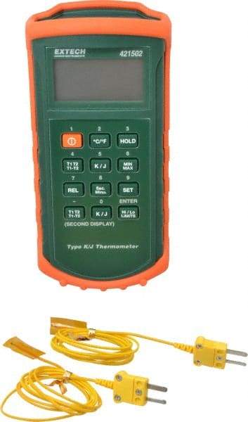 Extech - -328 to 2,498°F Dual Input Digital Thermometer - Digital Display - Exact Tool & Supply