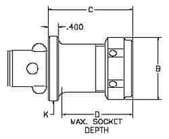 Parlec - PC4 Modular Connection 3/4" Hole End Mill Holder/Adapter - 1-3/4" Nose Diam, 3-1/8" Projection, Through-Spindle Coolant - Exact Tool & Supply