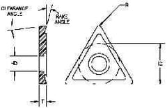 Parlec - TPGH110700 Diamond Tipped Boring Insert - 60° Triangle, 11° Relief Angle, 1/4" Inscr Circle, 3/32" Thick, 0.007" Corner Radius - Exact Tool & Supply