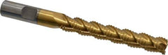 Interstate - 1/2" Diam, Coarse Pitch, 3" LOC, 3 Flute Cobalt Roughing Square End Mill - TiN Finish, 5" OAL, 1/2" Shank Diam, Single End, Centercutting - Exact Tool & Supply