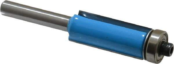 ROMAN CARBIDE - 1/2" Cut Diam, 1-3/16" Length of Cut, 2 Flute, Flush Trim, Edge Profile Router Bit - Carbide-Tipped, 1/4" Shank Diam, 1-1/4" Shank Length, 2-3/4" OAL, Uncoated, Piloted - Exact Tool & Supply