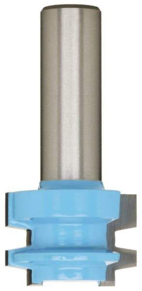 ROMAN CARBIDE - 1-1/16" Cut Diam, 3/4" Length of Cut, 2 Flute, Drawer Lock, Edge Profile Router Bit - Carbide-Tipped, 1/2" Shank Diam, 1-1/2" Shank Length, 2-1/4" OAL, Uncoated - Exact Tool & Supply