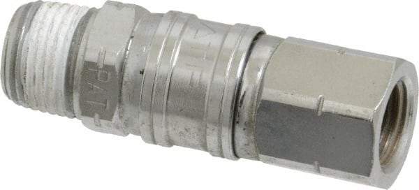 Value Collection - 1/4 x 3/8 Male x Female NPT Pneumatic Hose Swivel Fitting - Steel, Nickel Plated - Exact Tool & Supply