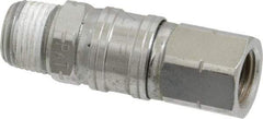 Value Collection - 1/4 x 3/8 Male x Female NPT Pneumatic Hose Swivel Fitting - Steel, Nickel Plated - Exact Tool & Supply
