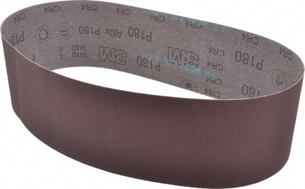 3M - 4" Wide x 36" OAL, 180 Grit, Aluminum Oxide Abrasive Belt - Aluminum Oxide, Very Fine, Coated, X Weighted Cloth Backing, Series 341D - Exact Tool & Supply