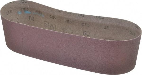 3M - 4" Wide x 36" OAL, 60 Grit, Aluminum Oxide Abrasive Belt - Aluminum Oxide, Medium, Coated, X Weighted Cloth Backing, Series 341D - Exact Tool & Supply