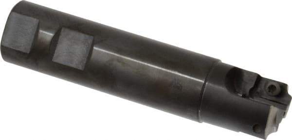 Cutting Tool Technologies - 0.12 to 0.12 Inch Cutting Radius, 1 Inch Cutter Diameter, 2 Style CV 12 Inserts, 1 Inch Shank Diameter, Indexable Concave Radius Cutter - 4.5 Inch Overall Length, Through Coolant - Exact Tool & Supply