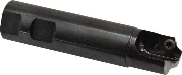 Cutting Tool Technologies - 0.25 to 0.25 Inch Cutting Radius, 1 Inch Cutter Diameter, 1 Style CV 15 Insert, 1 Inch Shank Diameter, Indexable Concave Radius Cutter - 4.5 Inch Overall Length, Through Coolant - Exact Tool & Supply