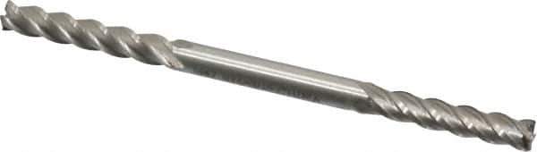 Interstate - 3/16", 1" LOC, 3/16" Shank Diam, 3-3/8" OAL, 4 Flute, Cobalt Square End Mill - Double End, Uncoated, Spiral Flute, Centercutting, Right Hand Cut, Right Hand Flute - Exact Tool & Supply