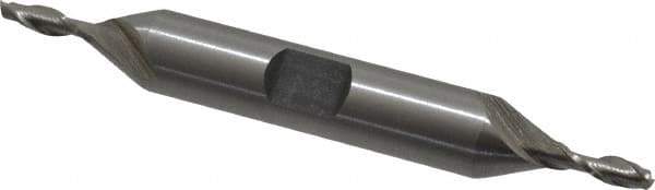 Interstate - 1/8", 3/8" LOC, 3/8" Shank Diam, 3-1/16" OAL, 2 Flute, Cobalt Square End Mill - Double End, Uncoated, Spiral Flute, Centercutting, Right Hand Cut, Right Hand Flute - Exact Tool & Supply