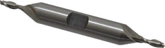 Interstate - 1/8", 3/8" LOC, 3/8" Shank Diam, 3-1/16" OAL, 2 Flute, Cobalt Square End Mill - Double End, Uncoated, Spiral Flute, Centercutting, Right Hand Cut, Right Hand Flute - Exact Tool & Supply
