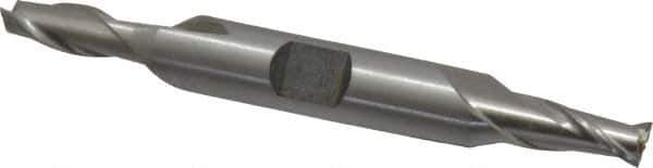Interstate - 1/4", 1/2" LOC, 3/8" Shank Diam, 3-1/8" OAL, 2 Flute, Cobalt Square End Mill - Double End, Uncoated, Spiral Flute, Centercutting, Right Hand Cut, Right Hand Flute - Exact Tool & Supply