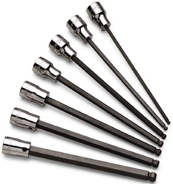 SK - 7 Piece 3/8" Drive Inch/Metric Ball Hex Bit Socket Set - 1/8 to 3/8" Hex - Exact Tool & Supply
