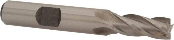 Interstate - 5/16", 3/4" LOC, 3/8" Shank Diam, 2-1/2" OAL, 4 Flute, Cobalt Square End Mill - Single End, Uncoated, Spiral Flute, 30° Helix, Centercutting, Right Hand Cut, Right Hand Flute - Exact Tool & Supply