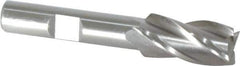 Interstate - 1/2", 1" LOC, 3/8" Shank Diam, 2-11/16" OAL, 4 Flute, Cobalt Square End Mill - Single End, Uncoated, Spiral Flute, 30° Helix, Centercutting, Right Hand Cut, Right Hand Flute - Exact Tool & Supply